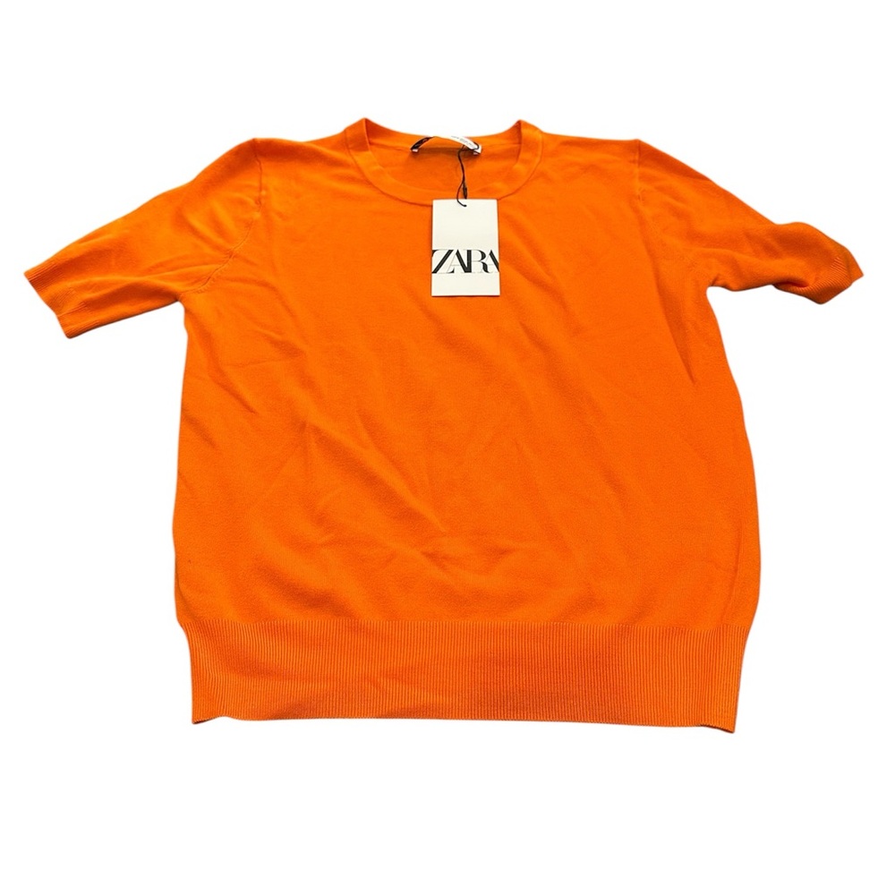 Zara NWT Vibrant Orange Knit Top